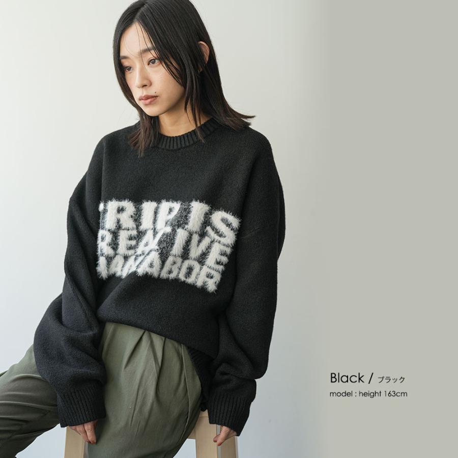 【未使用】定価3.5万円 PGG ロゴニット ブラック レディース Mサイズ フェザーニットロゴビッグプルオーバー ロゴニット オーバーサイズ