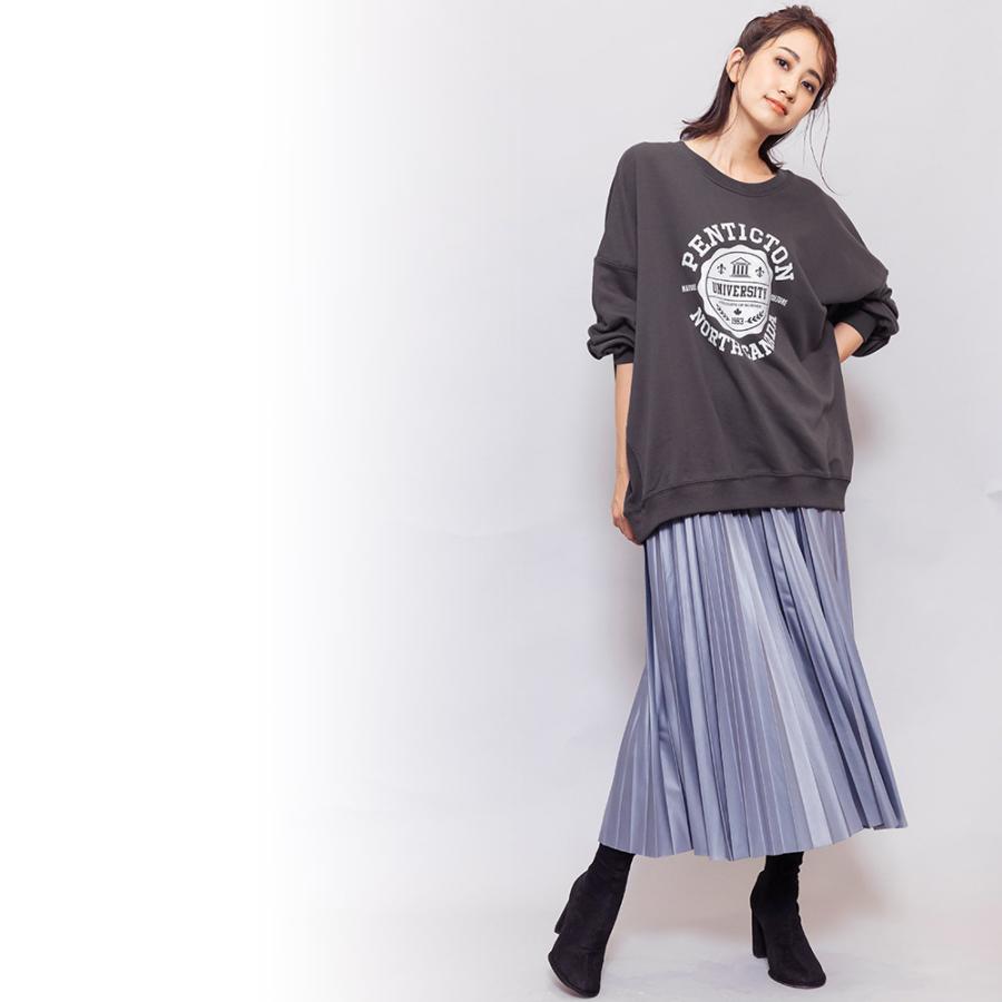 ビッグスウェット レディース トップス カレッジロゴ プリント