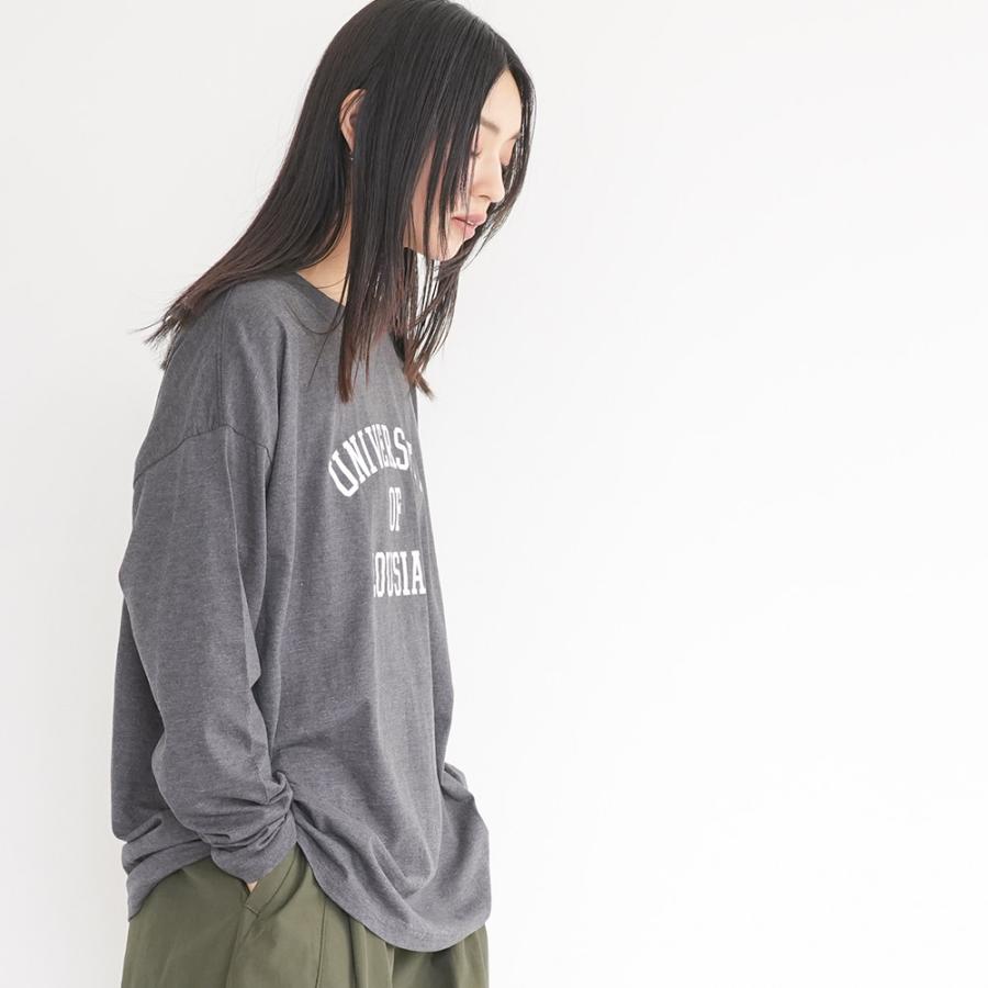 カレッジプリントロンT レディース トップス 長袖 カットソー ラウンド