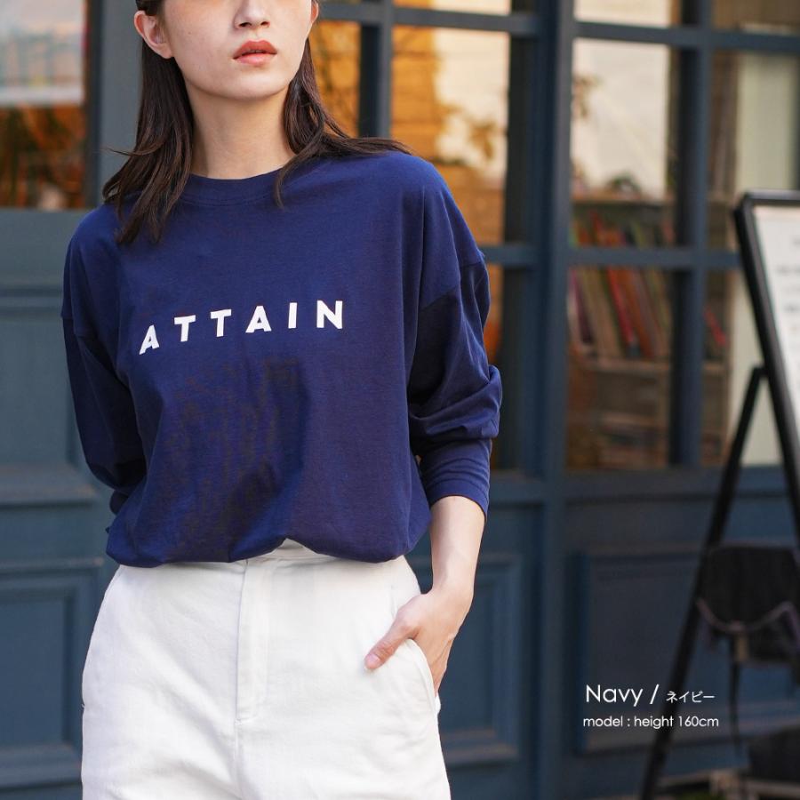 フォントプリントTシャツ レディース トップス 長袖 カットソー (郵2  