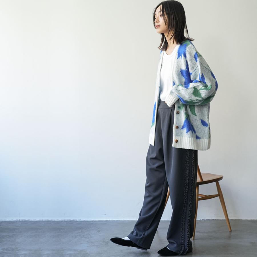 モヘア花柄ジャガードカーディガン ジャガードカーディガン