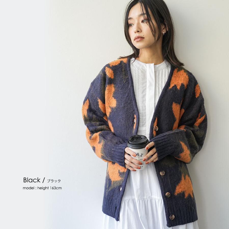 モヘア花柄ジャガードカーディガン ジャガードカーディガン