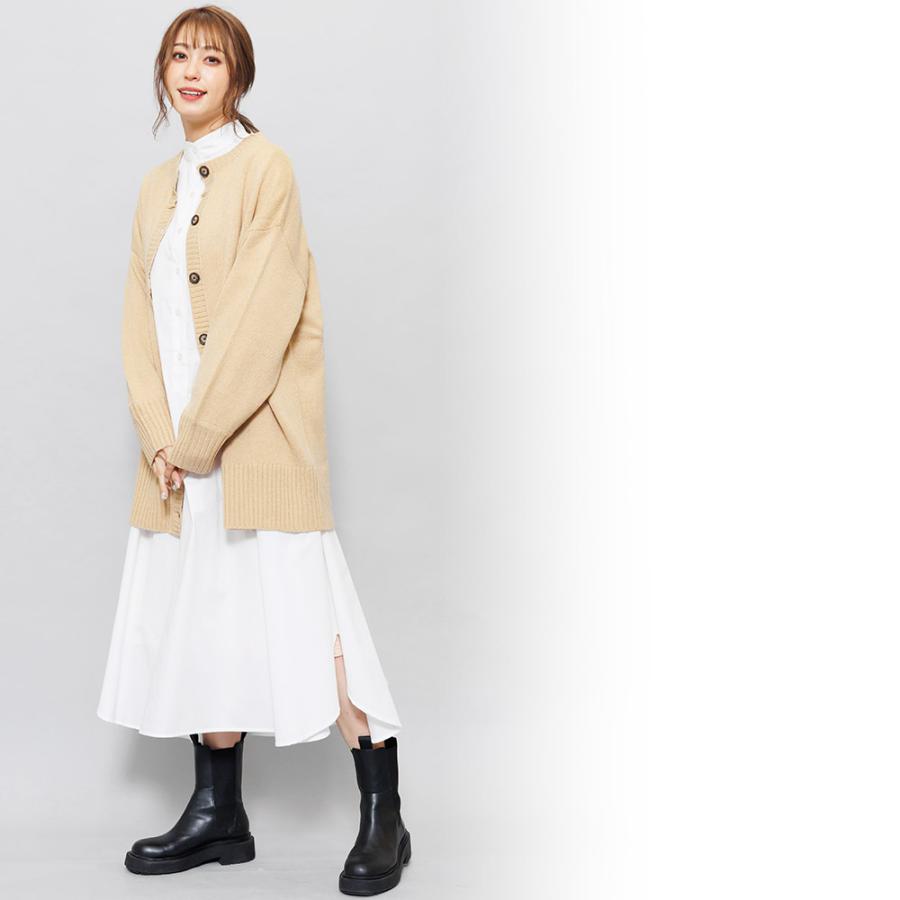 ミドル丈カーディガン レディース クルーネックトップス ニットカーデ