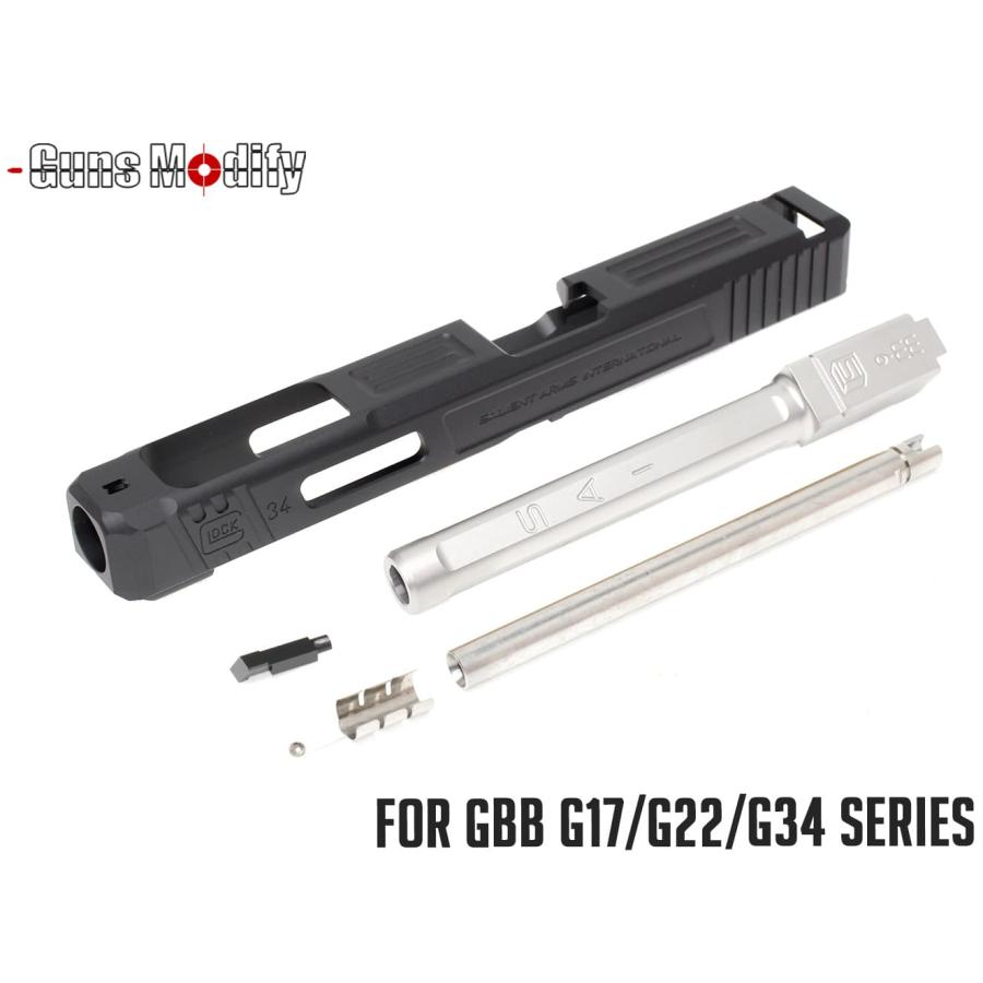 GM0326 Guns Modify G34 SA CNC Tier 1 アルミスライド＆ステンレス ボックスフルート アウターバレルセット