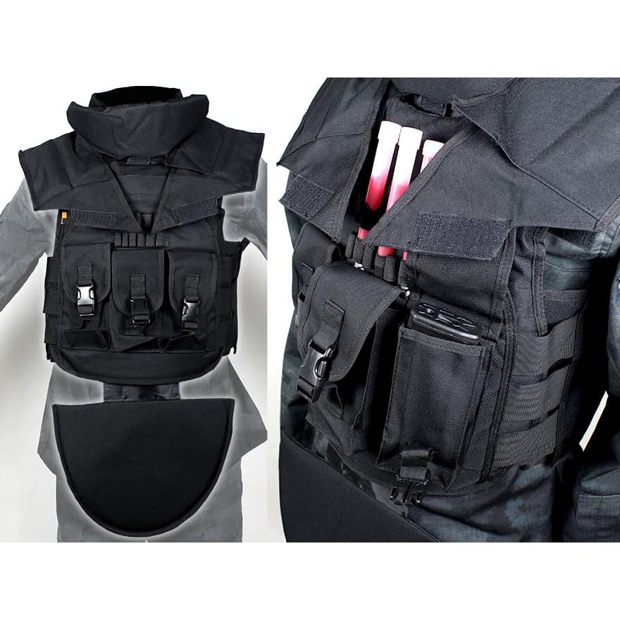 H7828B タクティカル アーマーベスト w/ グローインアーマー/BK