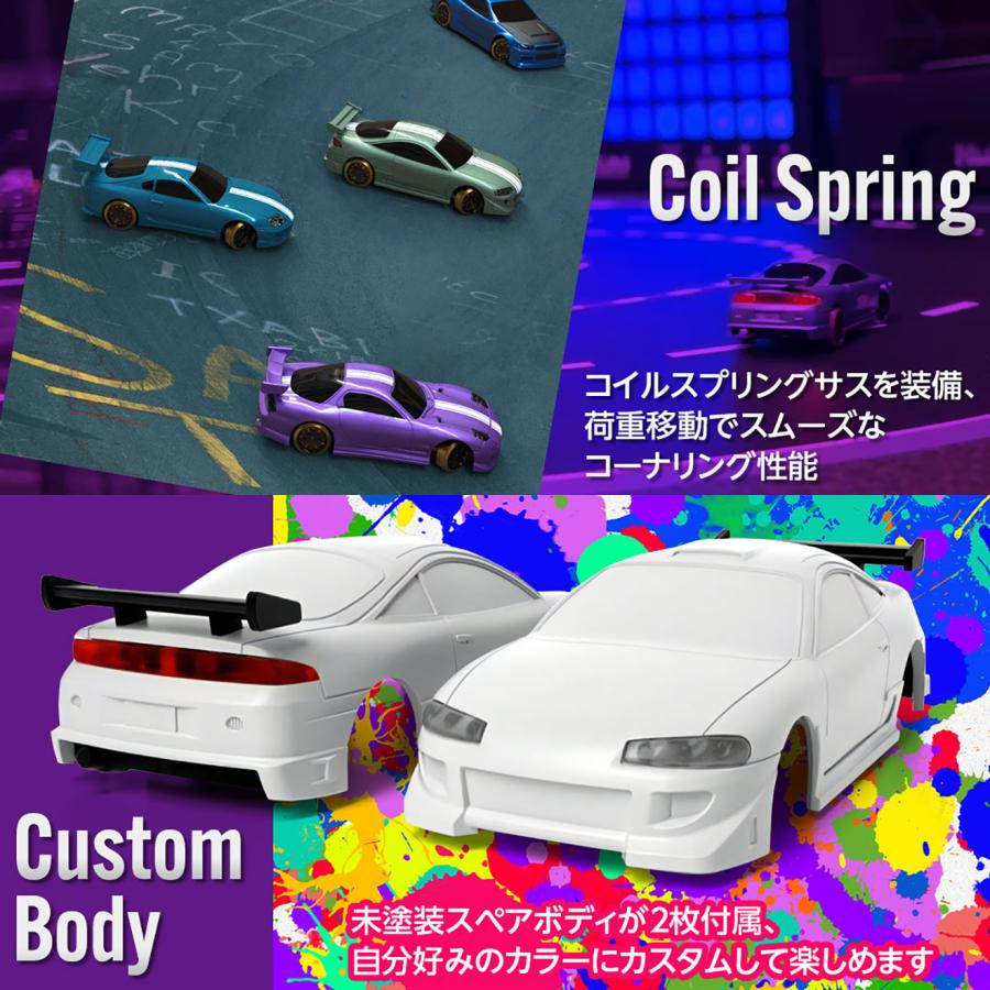 TR-DC-002 TURBO RACING 1/76スケール ドリフトカー C65シルバーグレー