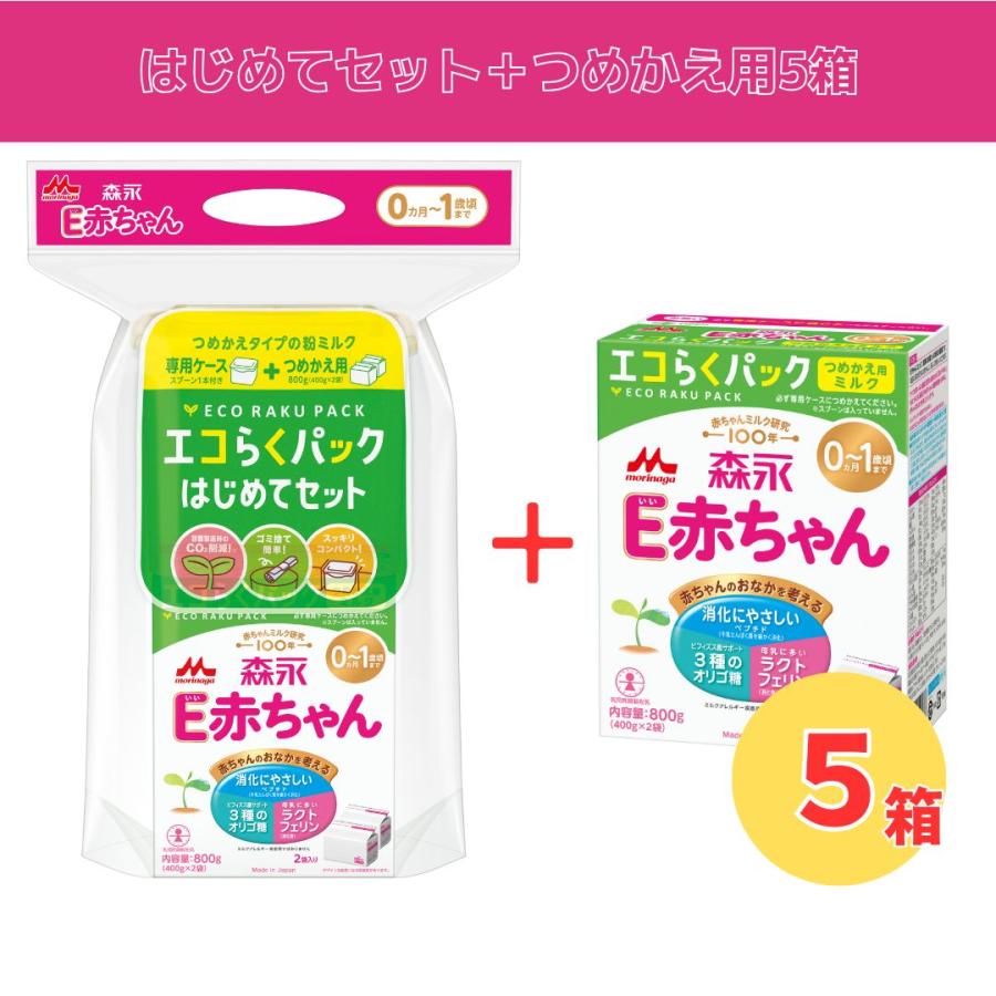 森永 E赤ちゃん エコらくパック はじめてセット ＋ つめかえ用 5箱