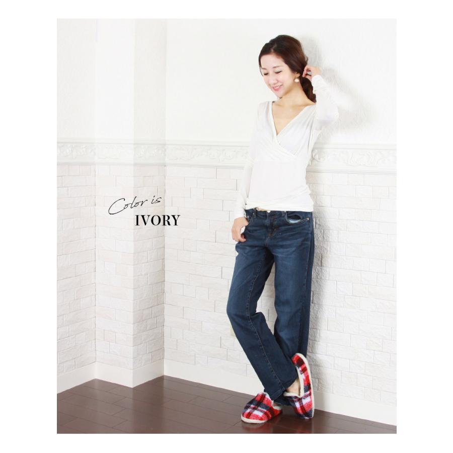 マタニティ 服 授乳服  あったか軽い！こだわりママシャツ カシュクールタイプ 授乳口 ※2枚までメール便可 ミルクティー  安い | Milk tea | 09