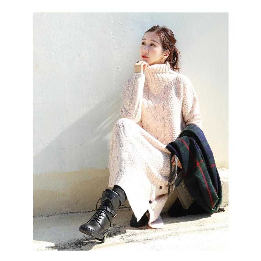 マタニティ 服 授乳服  アリー・ウール混ふんわり脇ボタンふんわりケーブルニットワンピース ちくちくしない柔らかニット 妊娠 出産 産前服 安い | Milk tea | 06