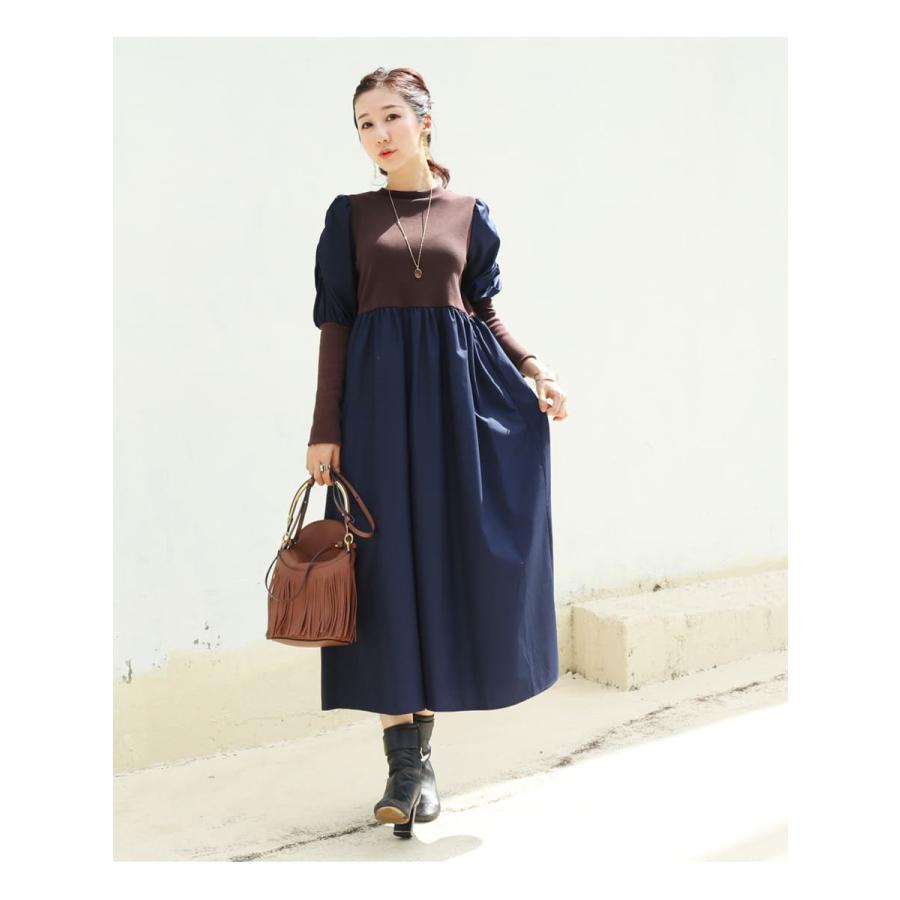 ちょこページ ✽+旅人ワンピース+✽ミルクティー Milk tea（ミルクティー） マタニティ 服 授乳服 長袖ベネット・柔らか