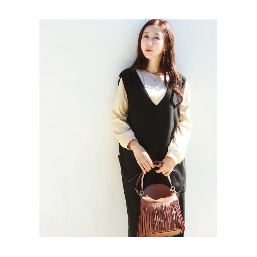 マタニティ 服 授乳服 上品で暖かVネックニットジャンスカ＋ふんわり袖トップスアンサンブル・コーデ2点セット【587324】 | Milk tea | 11