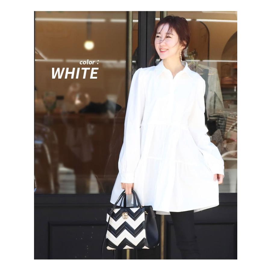 マタニティ 服 授乳服 ウエストリボンティアードシャツ＆チュニック 産前産後対応 ボタンタイプ 妊娠 出産 トップス ブラウス | Milk tea | 14