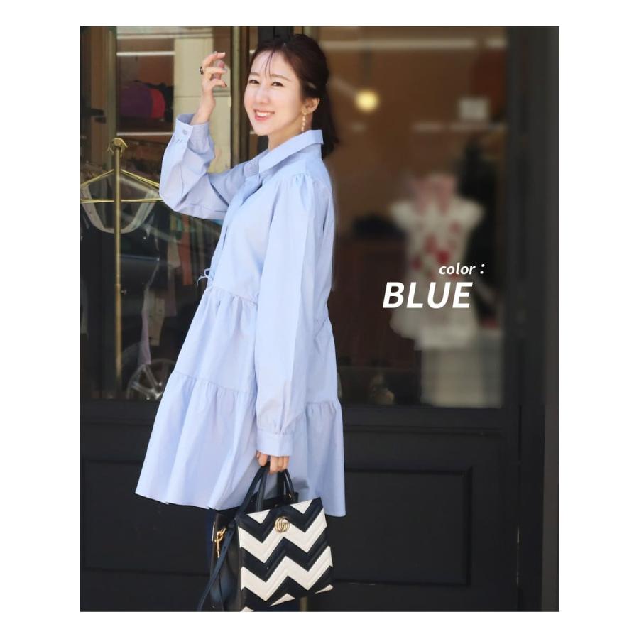 マタニティ 服 授乳服 ウエストリボンティアードシャツ＆チュニック 産前産後対応 ボタンタイプ 妊娠 出産 トップス ブラウス | Milk tea | 17