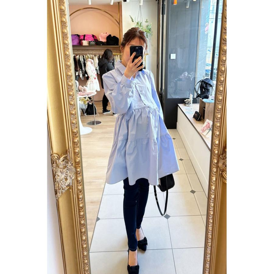 マタニティ 服 授乳服 ウエストリボンティアードシャツ＆チュニック 産前産後対応 ボタンタイプ 妊娠 出産 トップス ブラウス | Milk tea | 10