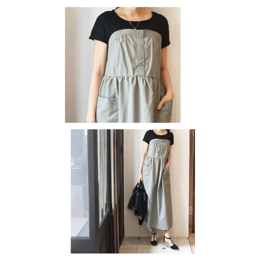 マタニティ 服 授乳服 リングボタンワンピース ボタンタイプ＆授乳ケープいらずの技あり授乳口 【587395】※カートのないカラーは完売の画像