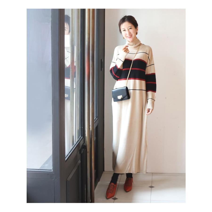 マタニティ 服 授乳服 ヘイゼル・ランダムボーダーニットワンピース ジッパータイプ 【6425273】 ニットワンピース 暖か ハイネック |  | 10