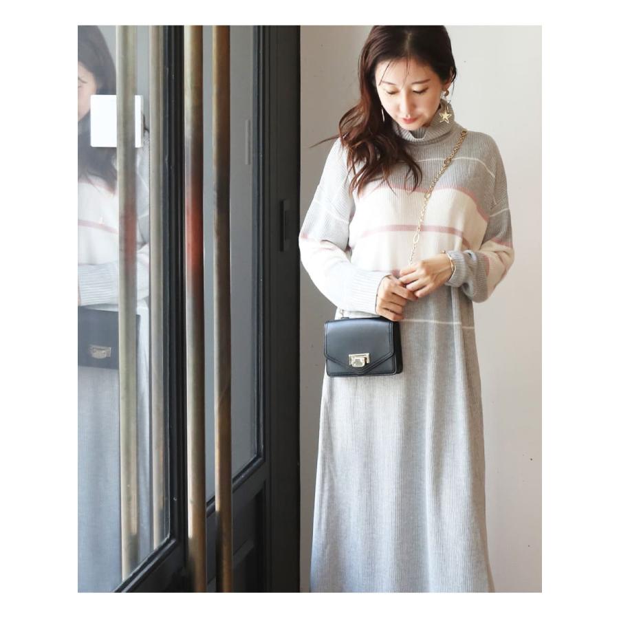 マタニティ 服 授乳服 ヘイゼル・ランダムボーダーニットワンピース ジッパータイプ 【6425273】 ニットワンピース 暖か ハイネック |  | 13