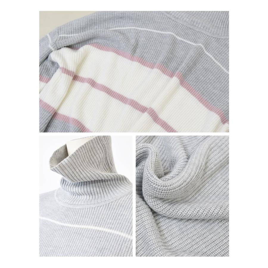 マタニティ 服 授乳服 ヘイゼル・ランダムボーダーニットワンピース ジッパータイプ 【6425273】 ニットワンピース 暖か ハイネック |  | 15