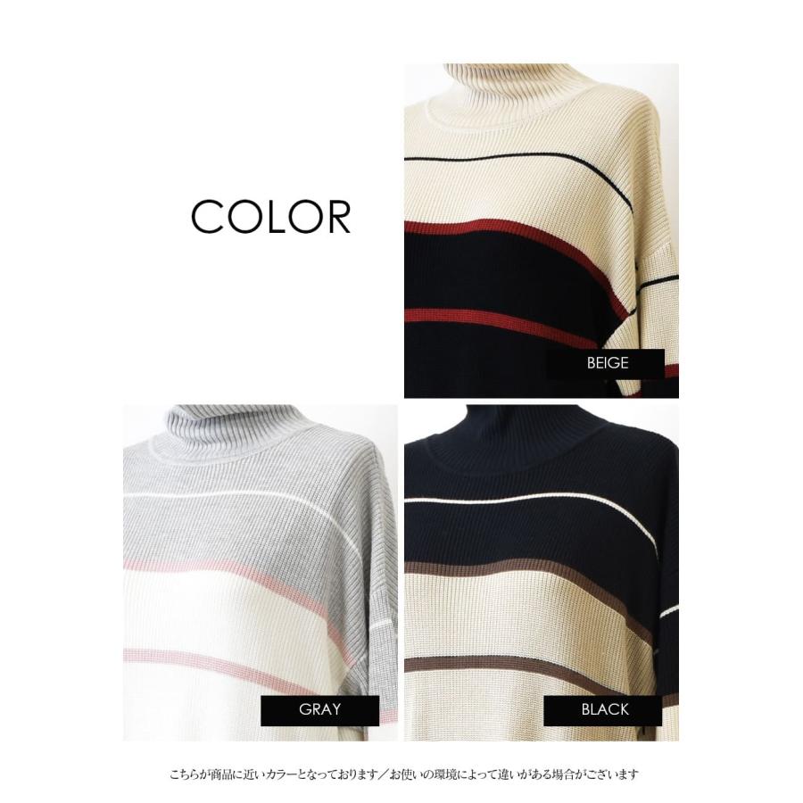 マタニティ 服 授乳服 ヘイゼル・ランダムボーダーニットワンピース ジッパータイプ 【6425273】 ニットワンピース 暖か ハイネック |  | 20