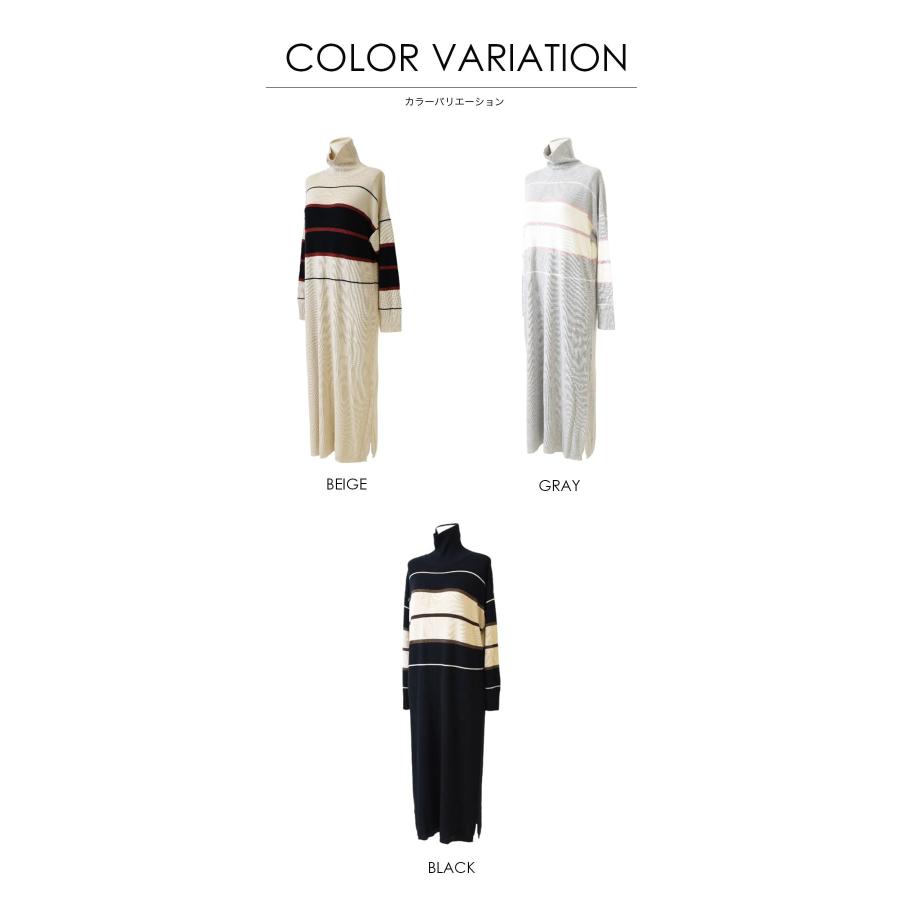 マタニティ 服 授乳服 ヘイゼル・ランダムボーダーニットワンピース ジッパータイプ 【6425273】 ニットワンピース 暖か ハイネック |  | 08