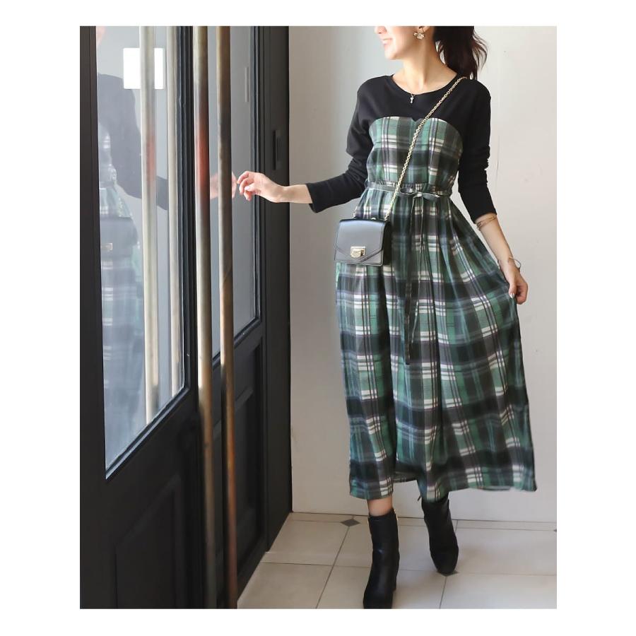 授乳服 マタニティウエア キャロン・チェックプリントビスチェデザイン