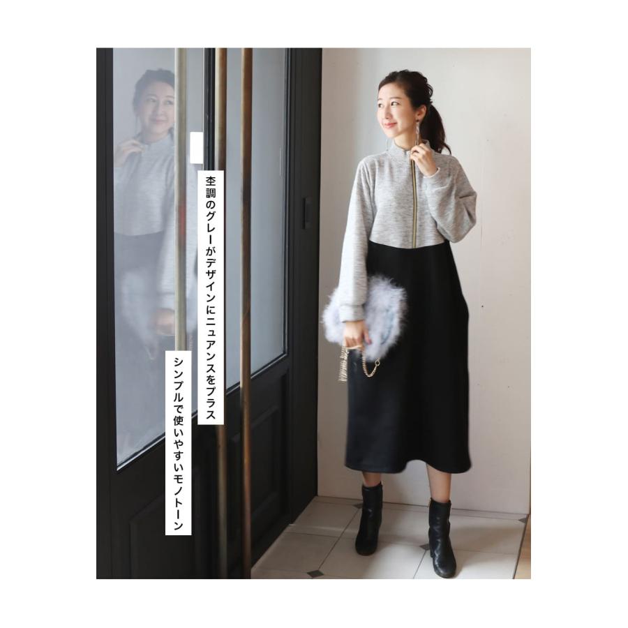 マタニティ 服 授乳服 授乳がしやすい「あて布付き授乳口」ソエル・裏起毛＆異素材バイカラーニットワンピース |  | 14