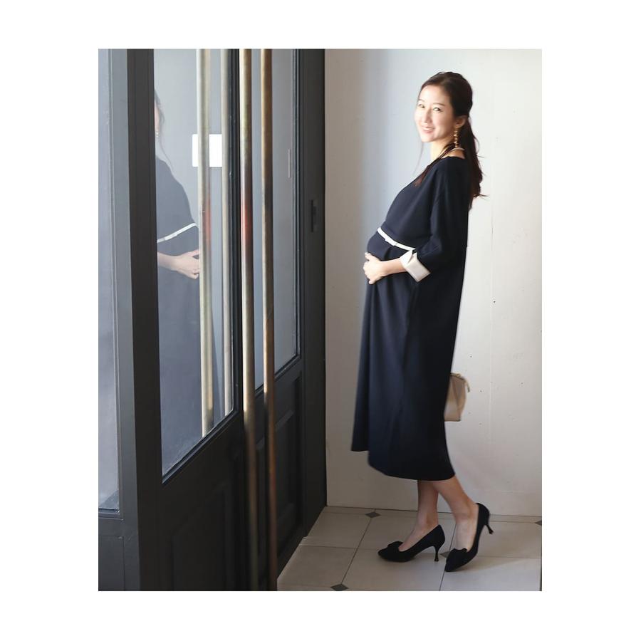 授乳服＆マタニティ　フォーマルワンピース マタニティ 服 授乳服 フィーユ・ウエストリボンワンピース ジッパー