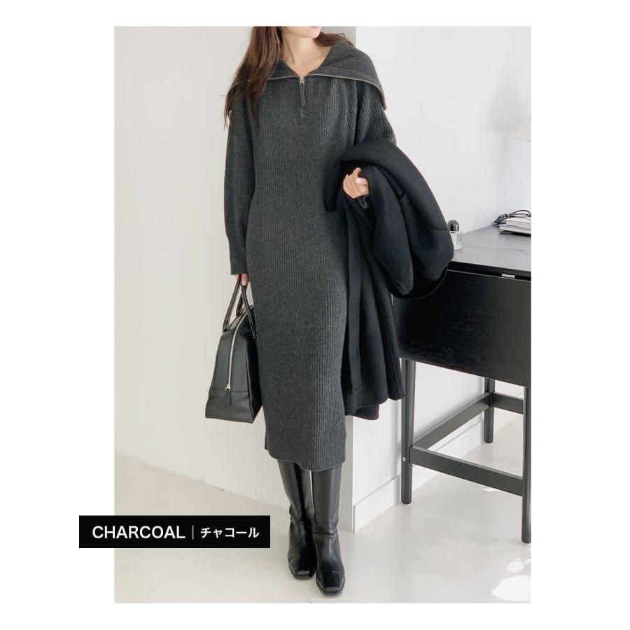 マタニティ 服 授乳服 ヘザー・カシミア混ハーフジップニットロング