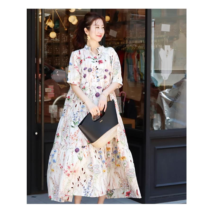 マタニティ 服 授乳服 半袖アレクシア・ティアードロングリボン