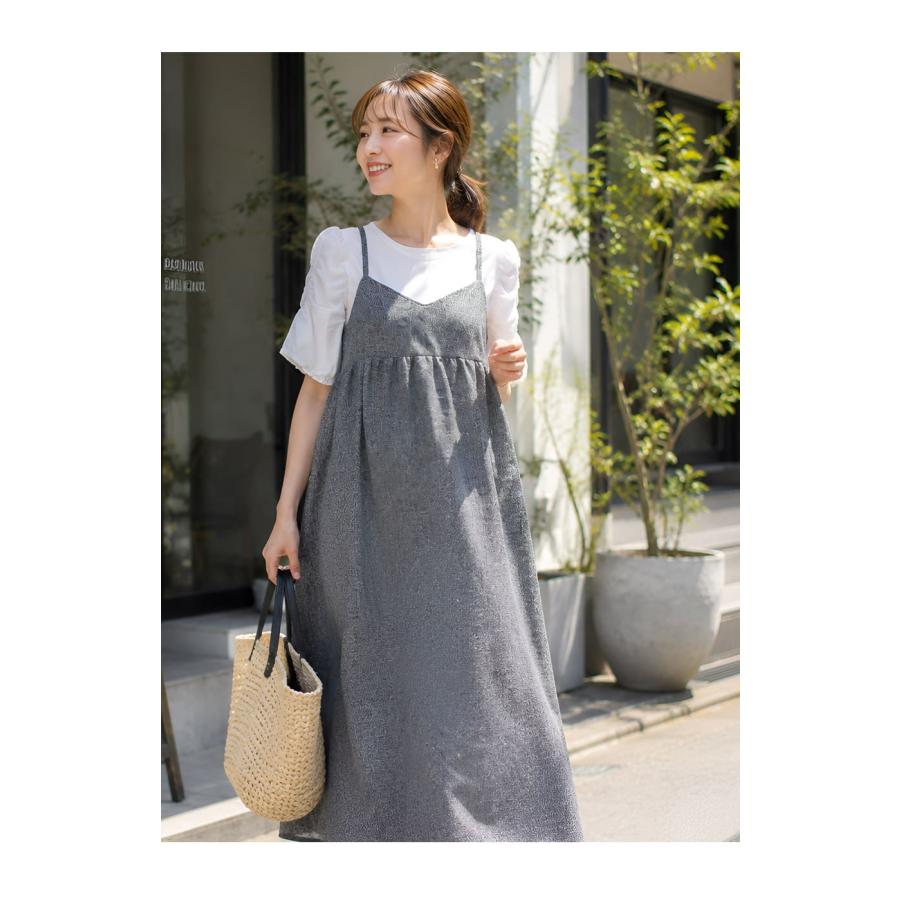授乳服・マタニティウエア　シャーリング袖トップス＆サマーツイードリボンキャミワンピ2点セット（スリット＆ジッパータイプの授乳口）【587641】 |  | 20
