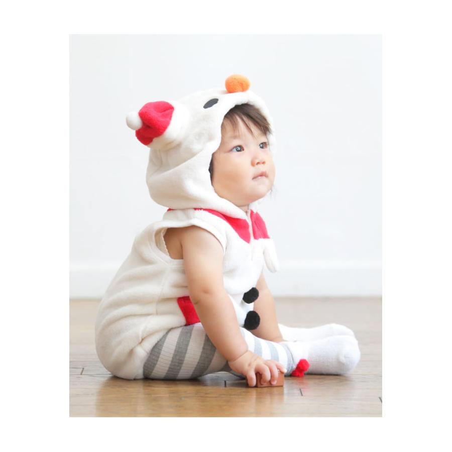 キッズ・ベビー】雪だるま ボア ロンパース（Mサイズ/70-80）【65000A