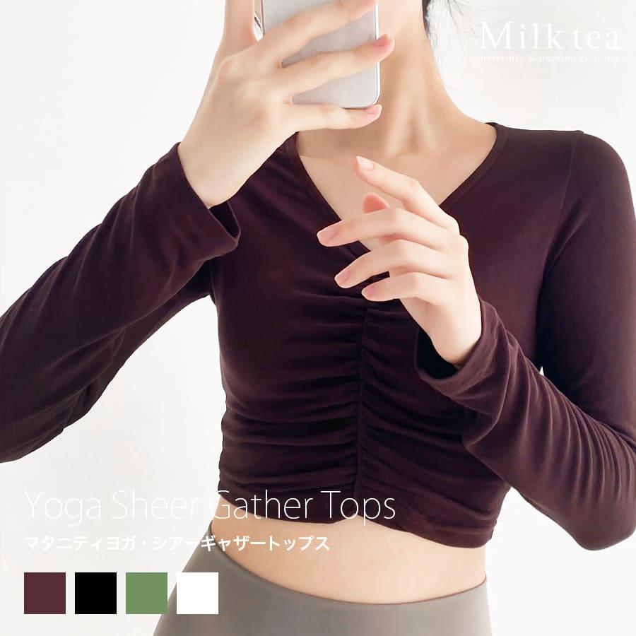 フロントギャザートップス ヨガ Tシャツ