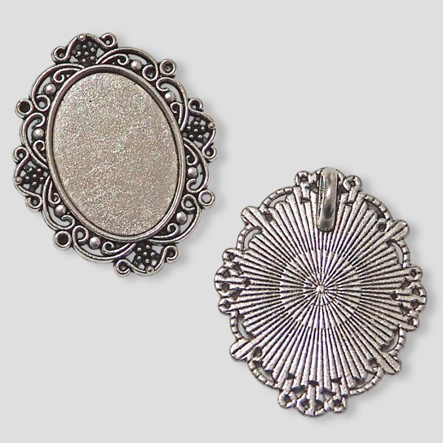 10個セット】ミール皿 オーバル 30×36mm 銀古美 アンティーク