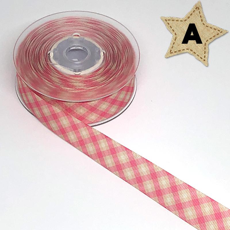 22mm幅 1m】チェック柄 プリント グログランリボン : Milky Ribbon
