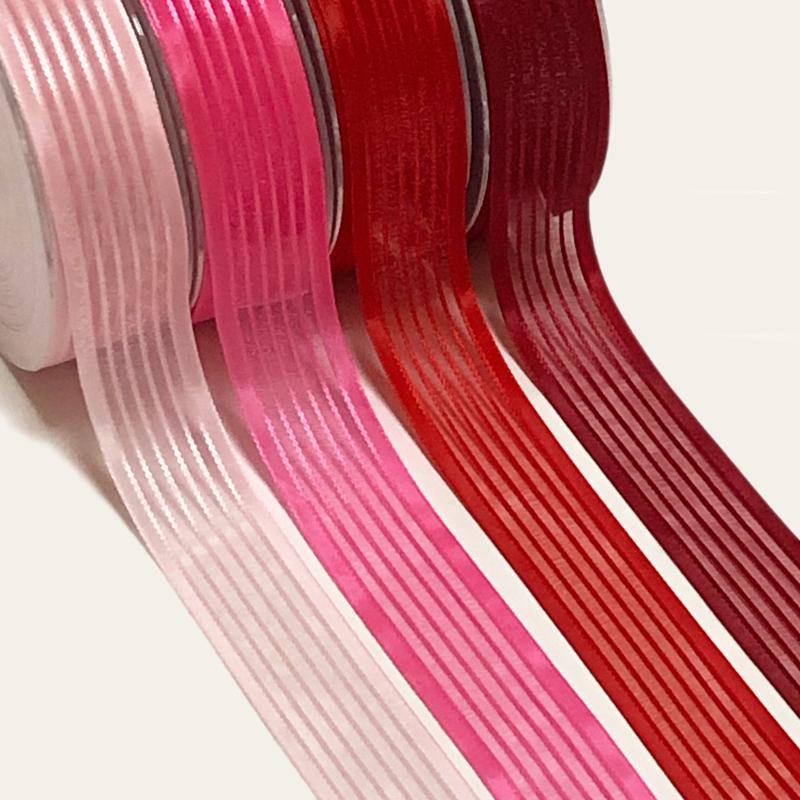 25mm幅 1m】全8色 ストライプ オーガンジーリボン : Milky Ribbon