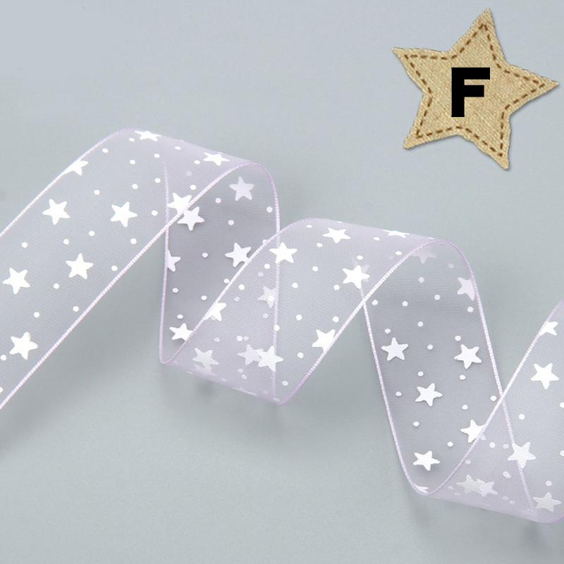 25mm幅 1m】全7色 星柄 スター オーガンジーリボン : Milky Ribbon