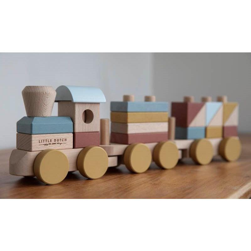 LITTLE DUTCH リトルダッチ　Train Set XL 107ピース LITTLE DUTCH リトルダッチ 木製ブロックトレイン ピュアナチュラル