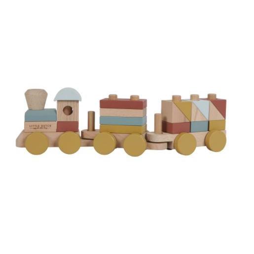 LITTLE DUTCH リトルダッチ 木製ブロックトレイン ピュアナチュラル
