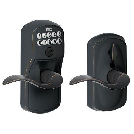 【特別セール品】 Levers, Style Accent and Flex-Lock with Entry Keypad Plymouth ACC 716 PLY FE595 Schlage Aged [並行輸入品] Company Lock Schlage Bronze ドアノブ
