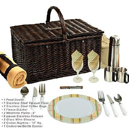Picnic at Ascot Surrey Willow Picnic Basket with Service for 2 with Blanket and Coffee Set - Hamptons 3