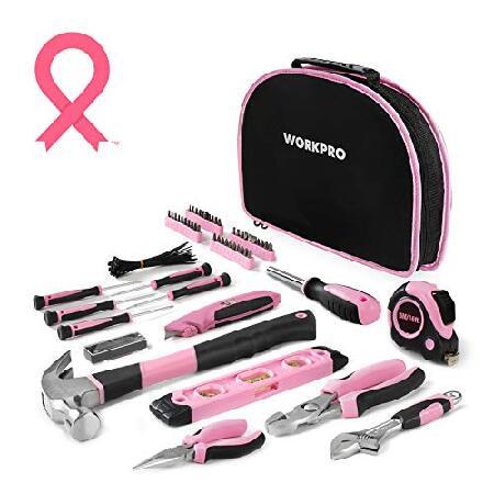 買い保障できる Tool Hand Ladies - Kit Tool Pink 103-Piece WORKPRO Set Perfect - Tools Finish Chrome Lasting Long Durable, - Pouch Round Carrying Easy with 工具セット
