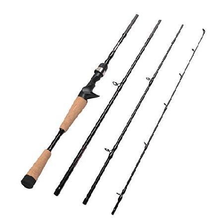 品質保証 Fishing Portable Rod Fishing Baitcasting Graphite Rod Casting Travel Pieces 4 Fiblink Rod Medium) (6'6'' Baitcaster その他ロッド、釣り竿