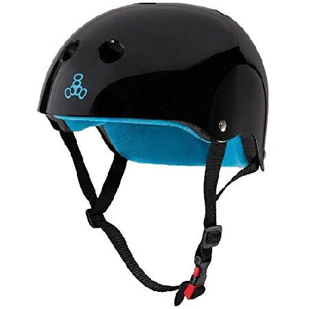 Triple Eight THE Certified Sweatsaver Helmet for Skateboarding, BMX, and Roller Skating, Black Glossy, Large / X-Large ヘルメット