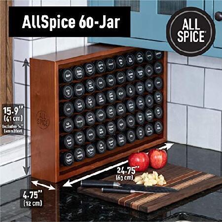 今週だけ安 Allspice木製スパイスラック、Includes 4oz jars- Walnut ， Maple and Cherry Stain ブラック