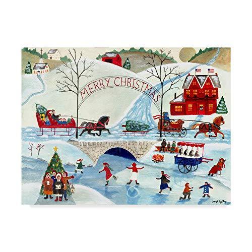Trademark Fine Multicolor Art, Fine 24x32-Inch Bartley, Cheryl by 1 Bridge Stone Old by Skating Day Christmas Art ファブリックパネル 品多く