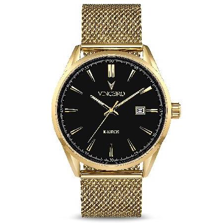 人気の春夏 Mesh - Watch Wrist Kairos Men's Luxury Vincero Watch (Black/Gold) Movement Quartz Japanese - Watch Analog 42mm - Band 腕時計