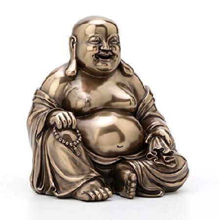 Veronese Design 笑う仏陀 (ブダイ) ビーズとバッグの像の彫刻 高さ6.1