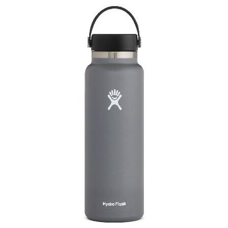 Hydro Flask Water Bottle - Stainless Steel & Vacuum Insulated - Wide Mouth 2.0 with Leak Proof Flex Cap - 40 oz, Stone スキットル