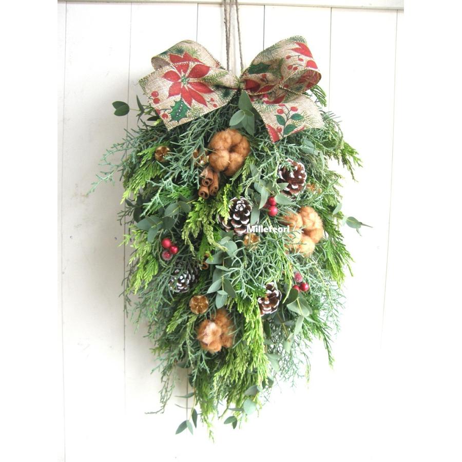 クリスマスリース玄関 クリスマススワッグブラウンコットン 35cm クリスマス生リース 手作りクリスマススワッグ qnfools Com