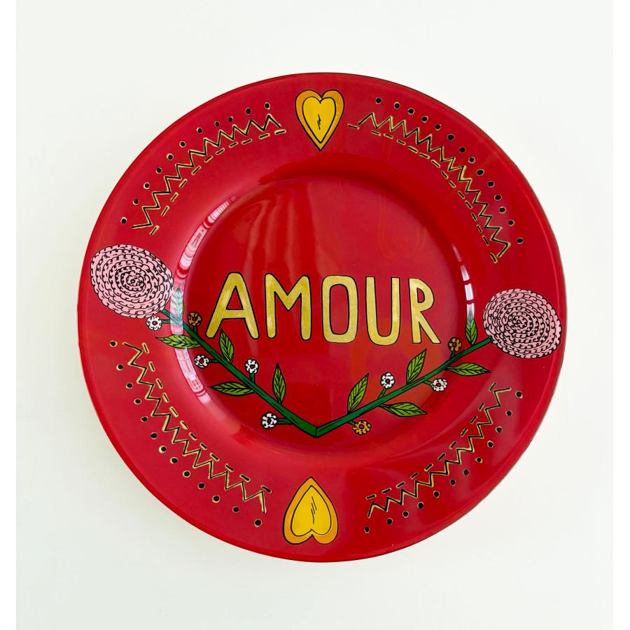 CSAO PARIS ハンドペイント ガラス プレート AMOUR 愛 メッセージ 